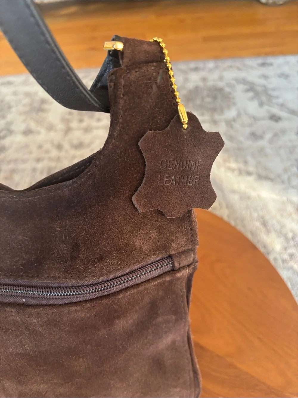 Gianni Bernini  Suede Messenger Bag with Black Strap